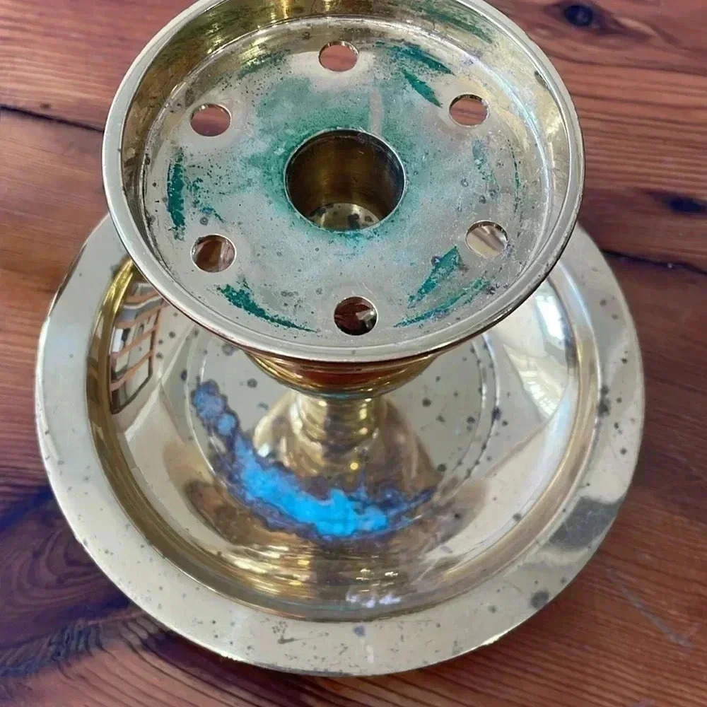 Partylite Two Pieces Winchester Candle Holder Solid Gold Brass Lacquer Finish - Picture 3 of 7